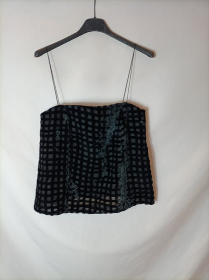 ZARA. Top cuadros terciopelo T.s