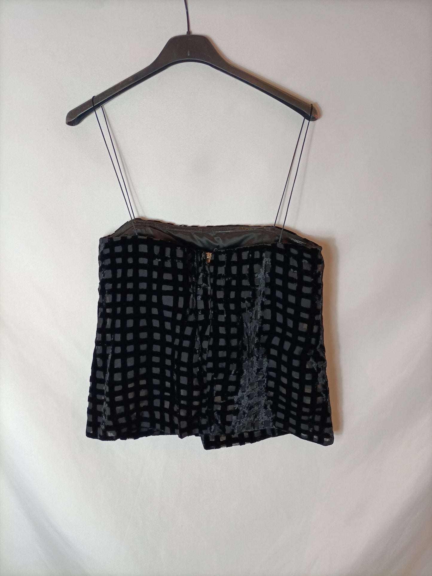 ZARA. Top cuadros terciopelo T.s