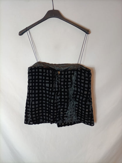 ZARA. Top cuadros terciopelo T.s