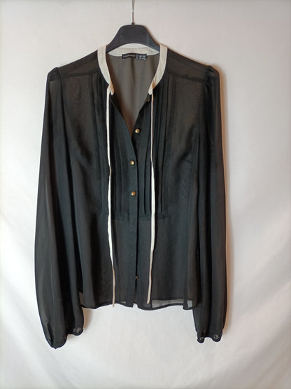 PRIMARK. Black semi-sheer blouse, size 36