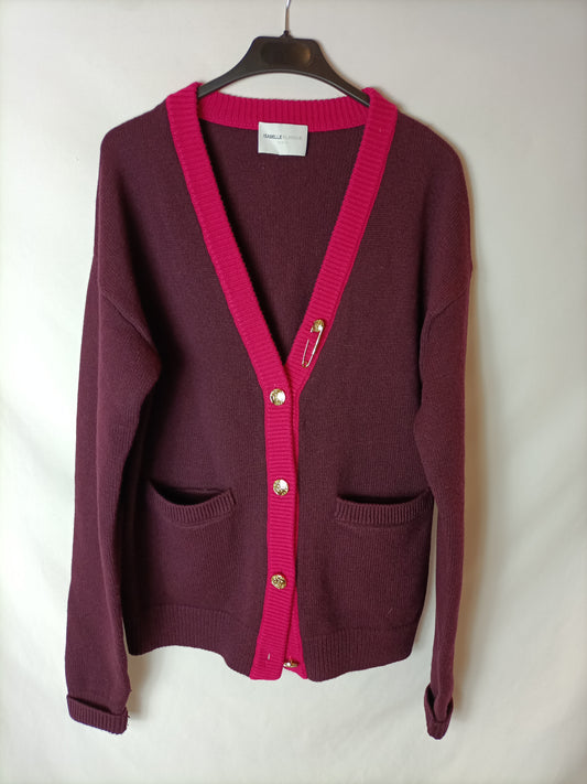 ISABELLE BLANCHE. Burgundy cardigan T.xs