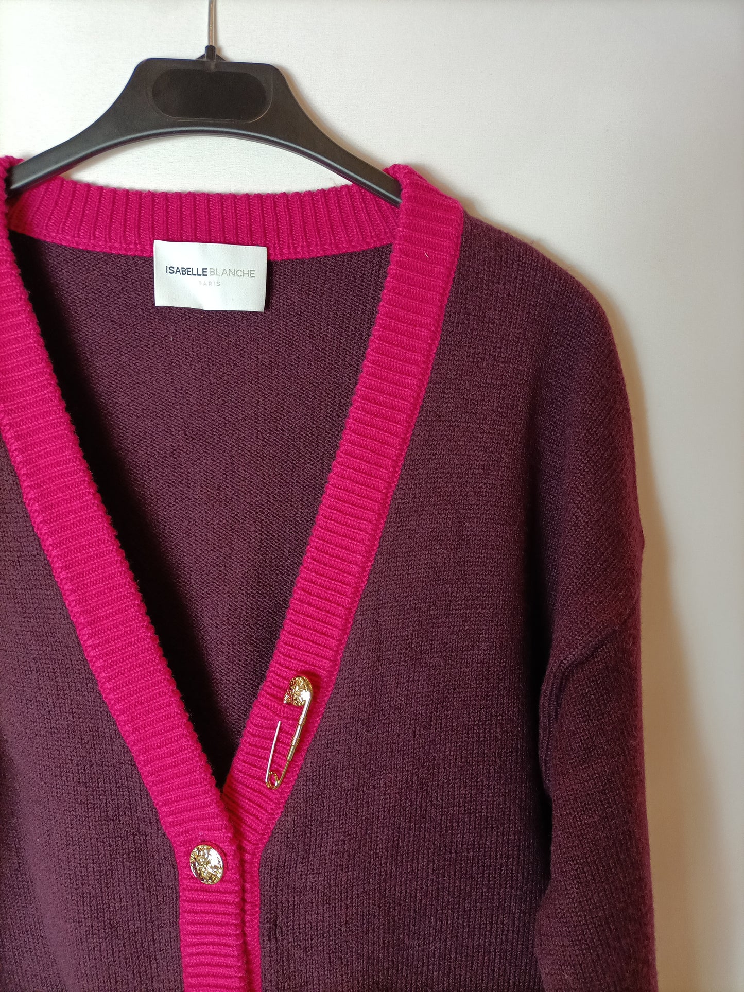 ISABELLE BLANCHE. Burgundy cardigan T.xs