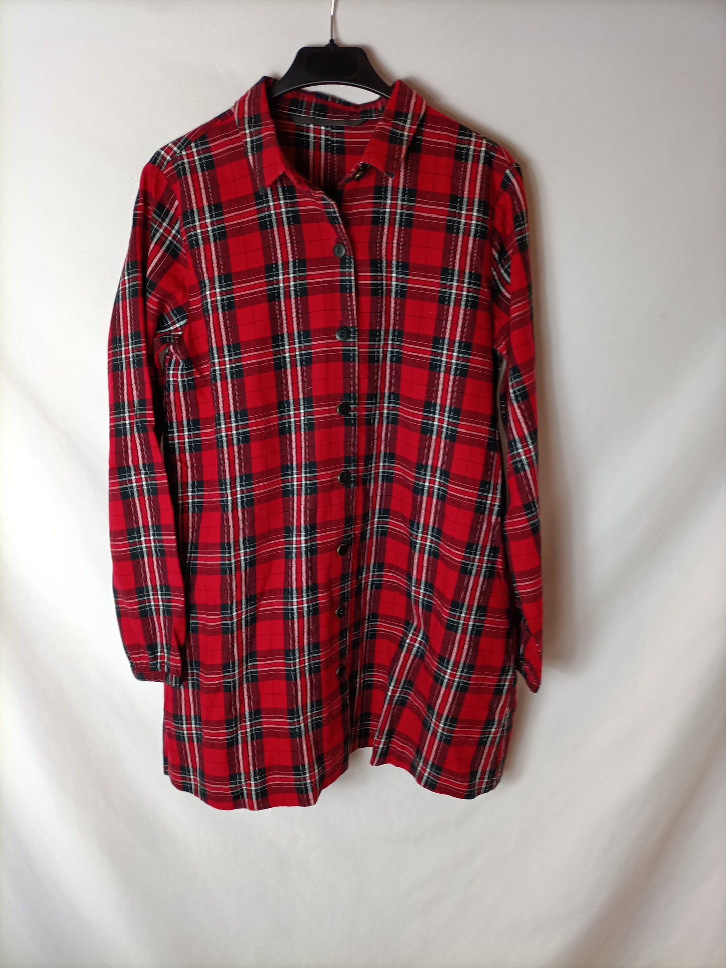 ZARA. Vestido camisero cuadros T.m