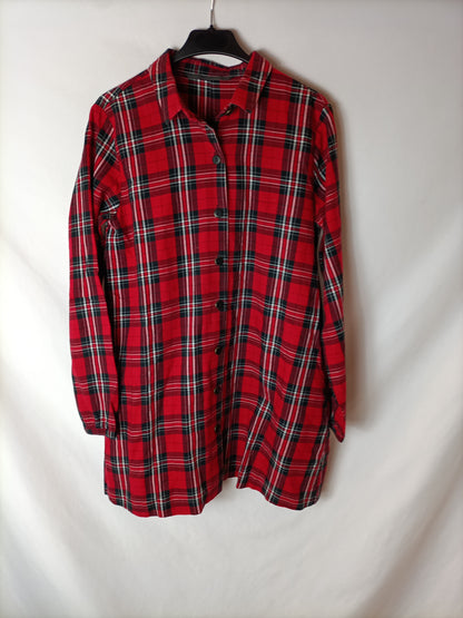 ZARA. Vestido camisero cuadros T.m