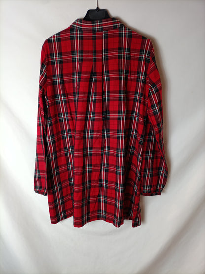 ZARA. Vestido camisero cuadros T.m