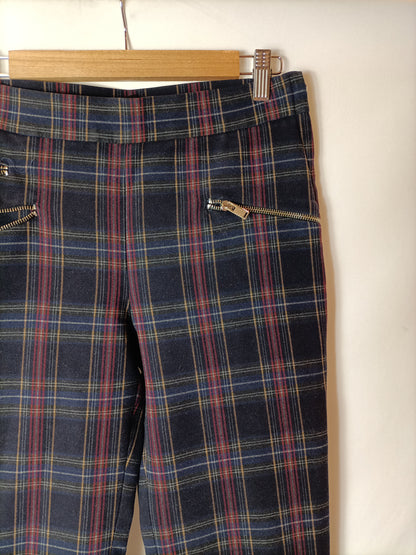ZARA. Pantalón azul cuadros T.m