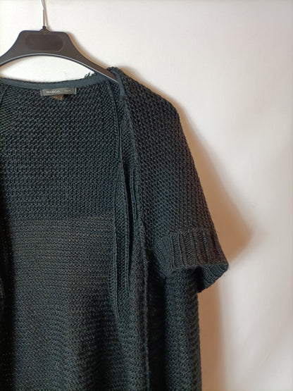 MANGO. Cárdigan negro punto T.m