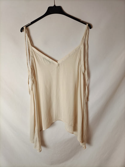 ZARA. Top beige fluido T.m