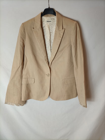 ZADIG&amp;VOLTAIRE. Beige fringed blazer T.36