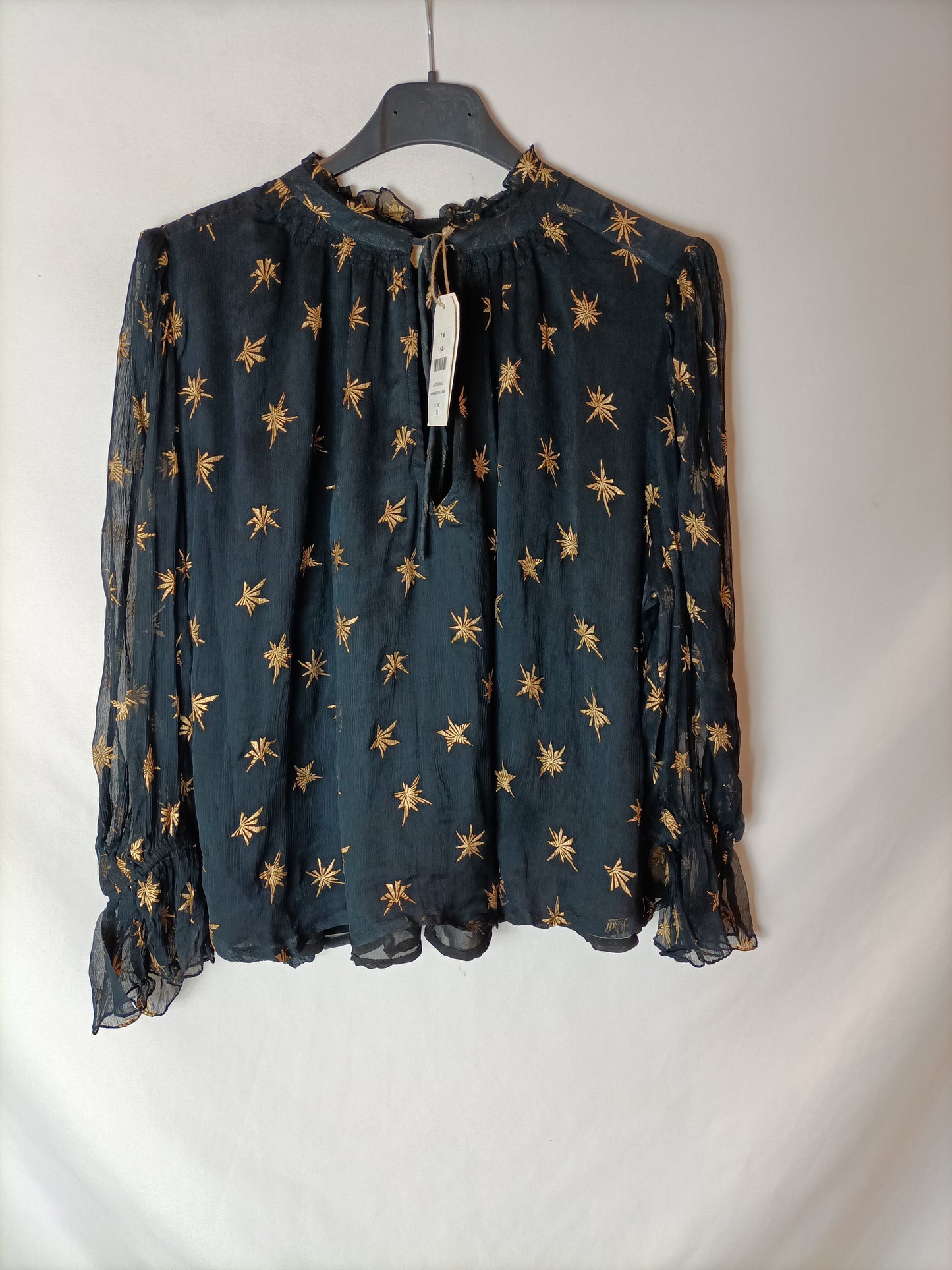 NICOLÍ. Blusa negra estampada T.m