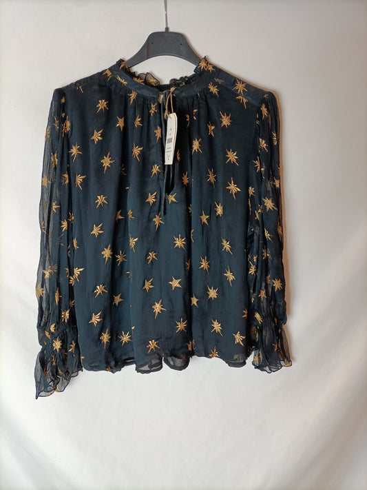 NICOLÍ. Blusa negra estampada T.m