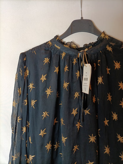 NICOLÍ. Blusa negra estampada T.m