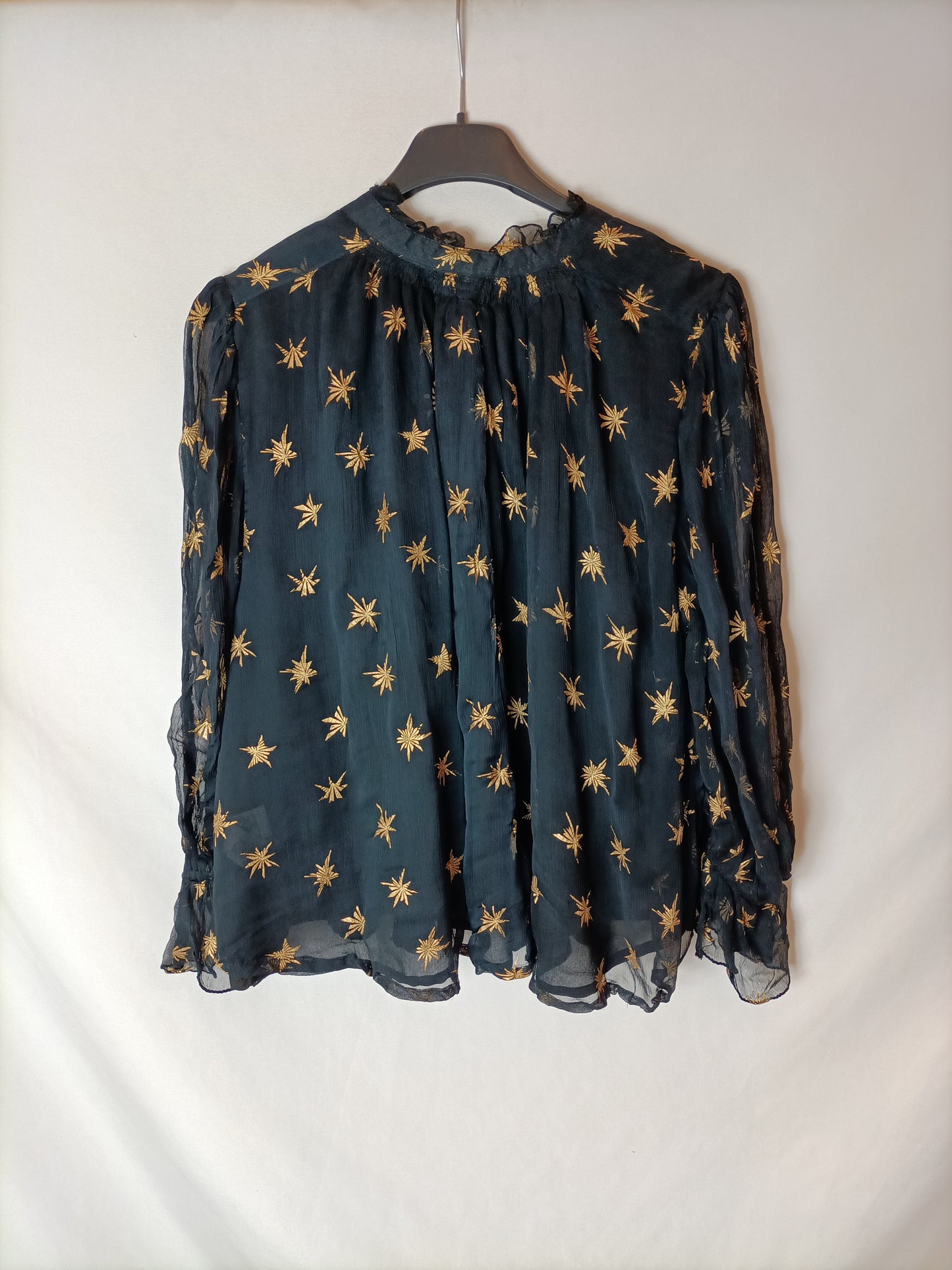 NICOLÍ. Blusa negra estampada T.m