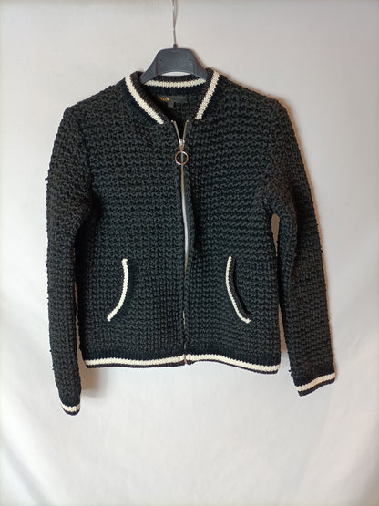 MAJE. Black knitted bomber jacket size 1(s)