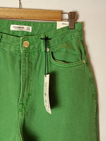 PULL&BEAR. Pantalón "wide leg" verde T.36