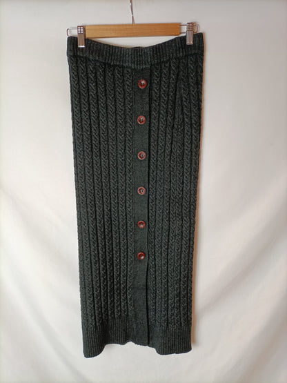 ZARA. Falda midi punto gris T.s
