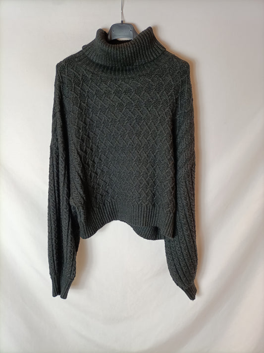 ZARA. Grey cable knit sweater Ts