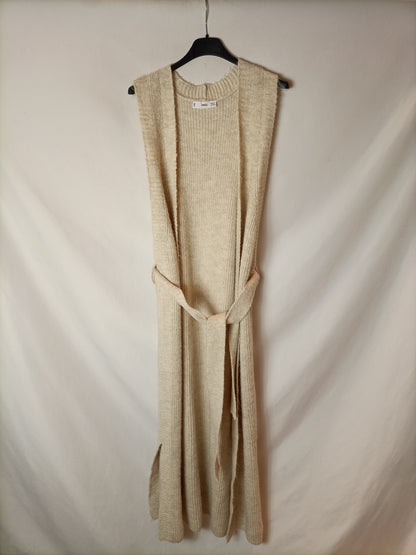 MANGO. Chaleco puto beige T.xs