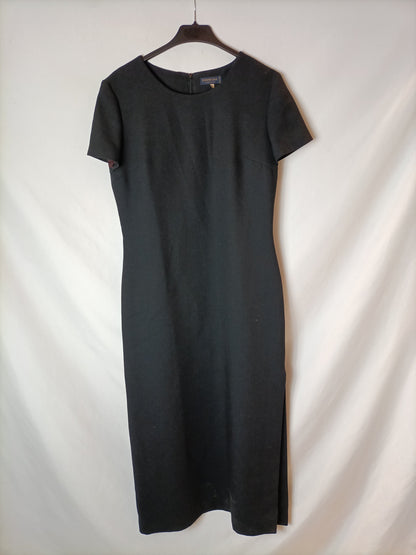 ESSENTIAL. Black midi dress with side opening T.40 (tara) 