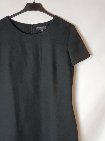 ESSENTIAL. Black midi dress with side opening T.40 (tara) 