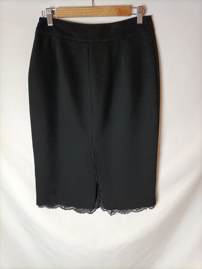ZARA. Black skirt with lace detail, size 40