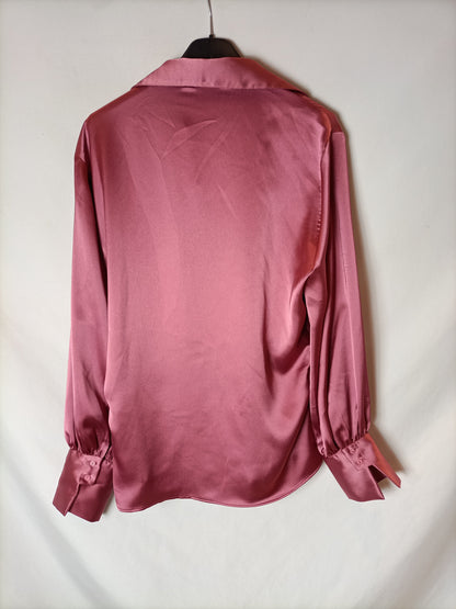 ZARA. Blusa satinada rosa T.L