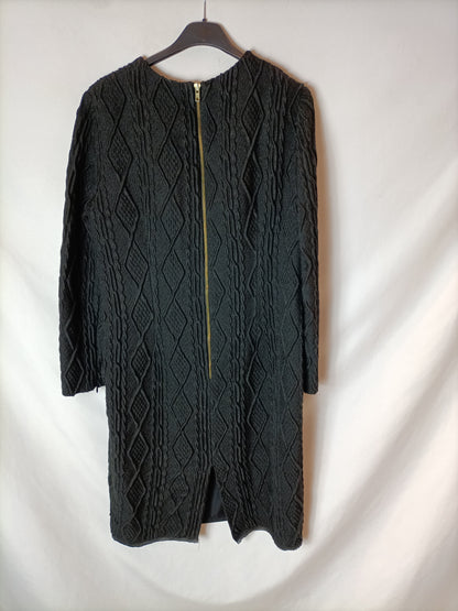 OTRAS. Vestido negro textura T.M
