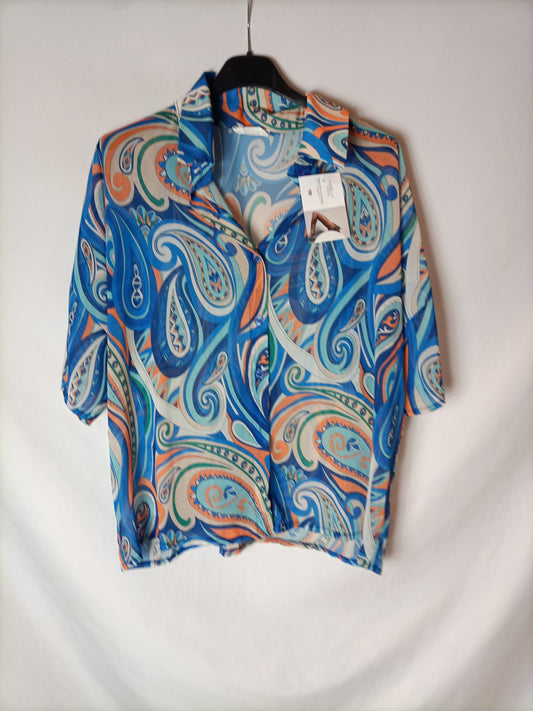 ALGO BONITO. Blusa semitransparente estampada T.U(m)