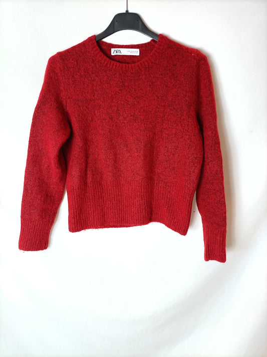 ZARA. Red mottled Ts sweater