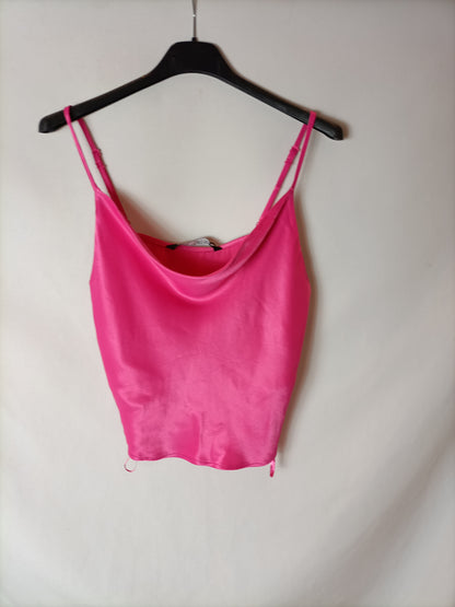 ZARA. Top rosa satinado T.s