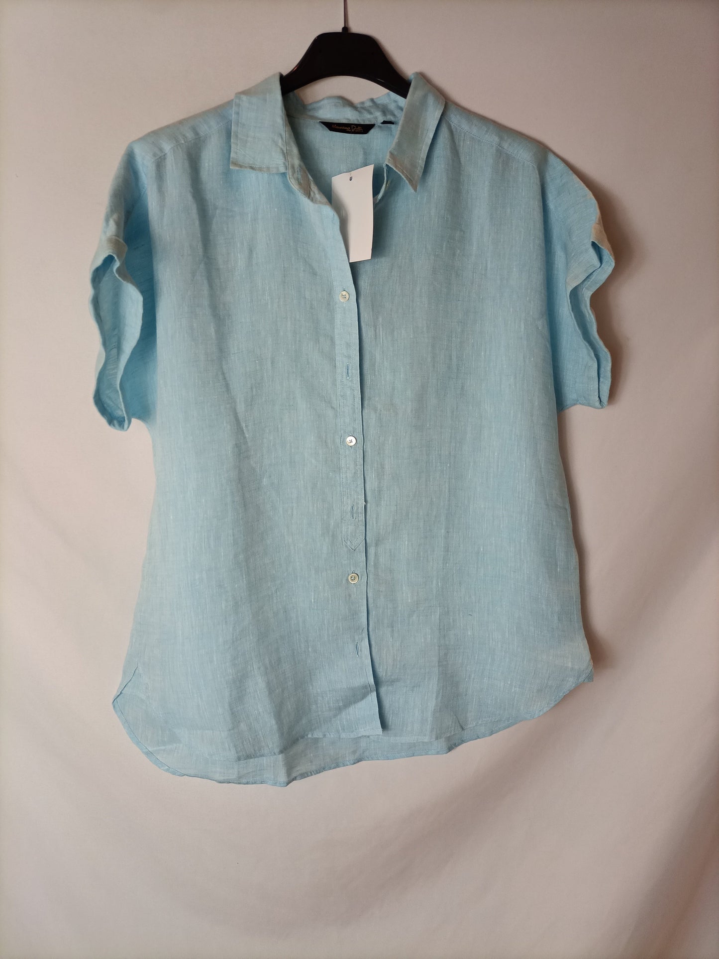 MASSIMO DUTTI.Camisa lino manga corta T.38