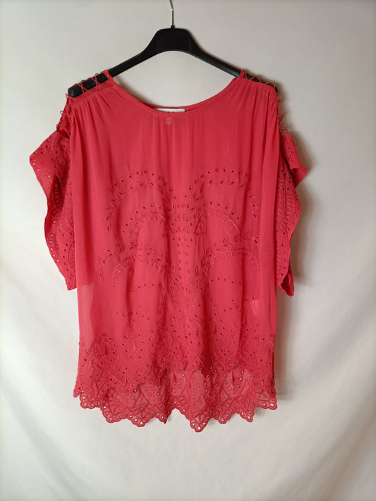IRO. Die-cut coral blouse T.34