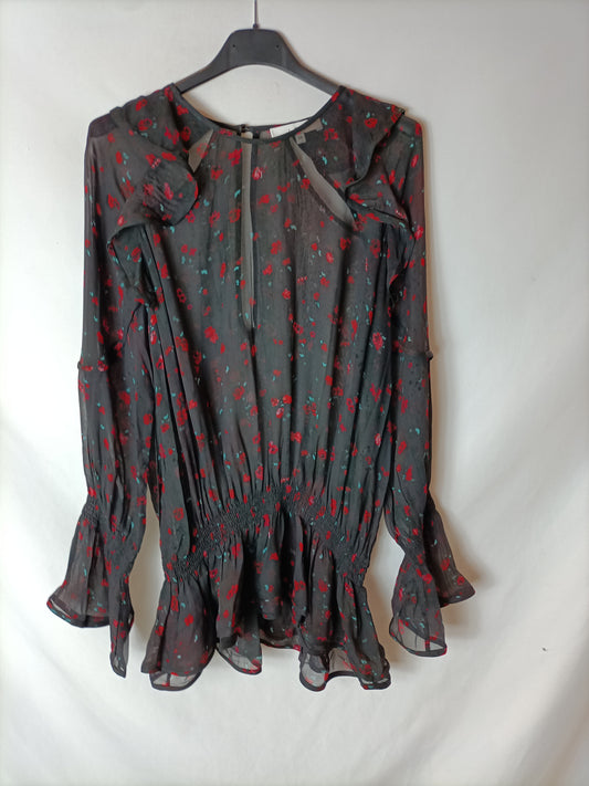 IRO. Black floral blouse size 34