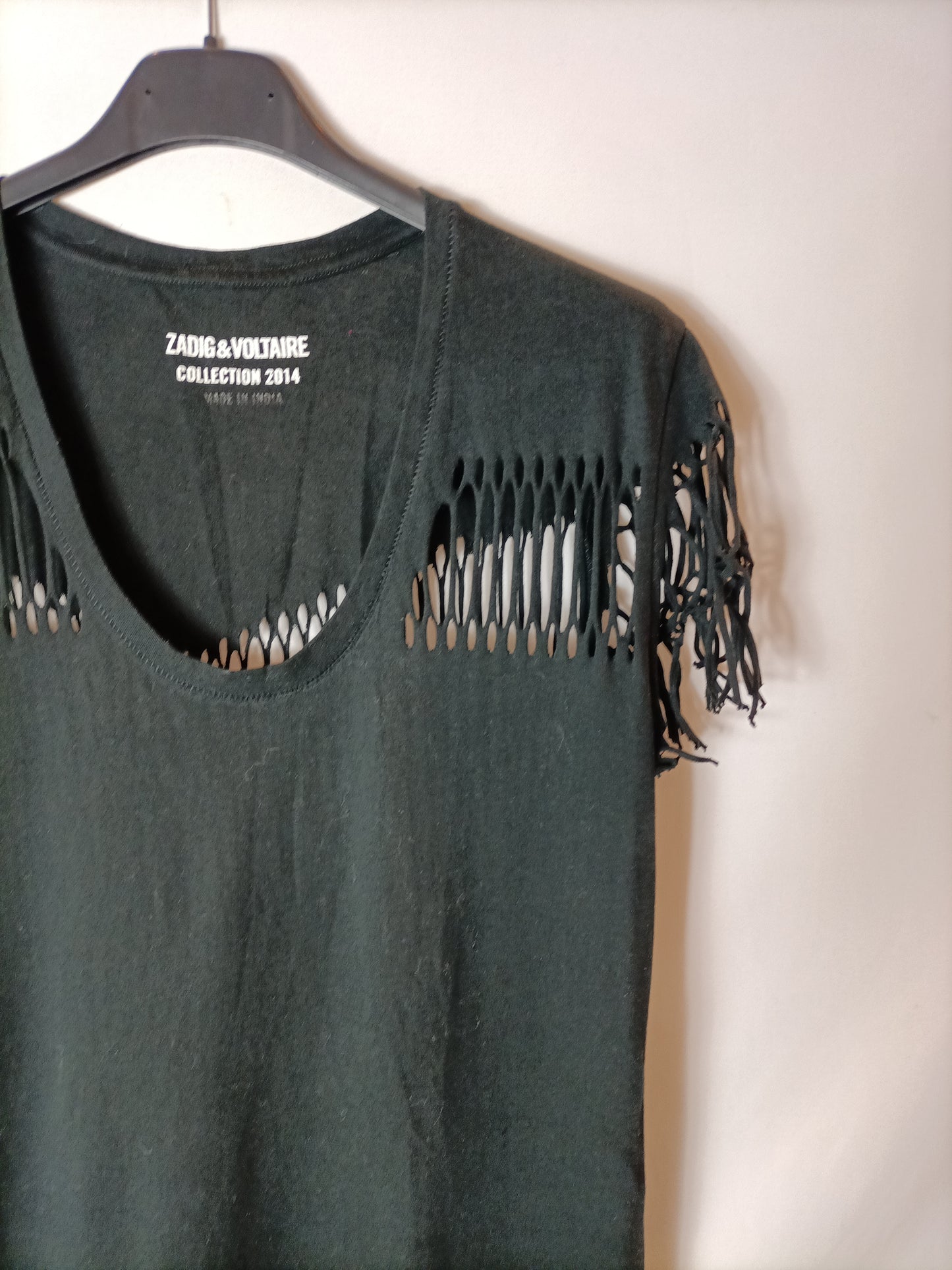 ZADIG&VOLTAIRE. Vestido negro flecos T.xs