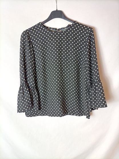 ZARA. Blusa negra lunares. T.S