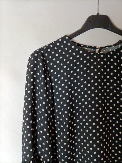 ZARA. Blusa negra lunares. T.S
