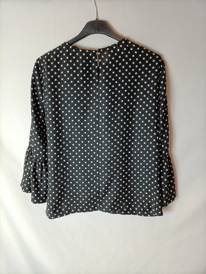 ZARA. Blusa negra lunares. T.S