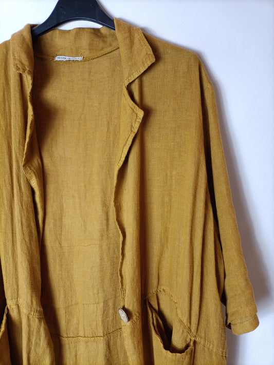 OTHERS. Mustard linen frock coat. TM/L