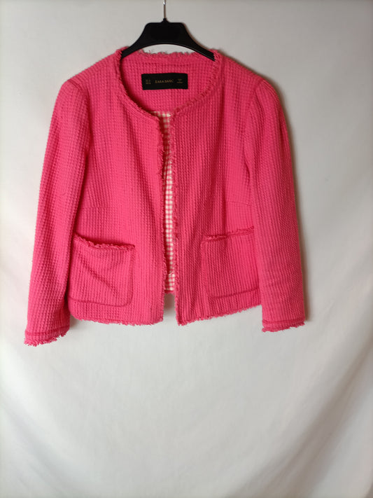 ZARA. Chaqueta textura rosa. T.M