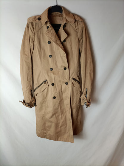 ZARA. Gabardina camel cruzada T.xs (tara)