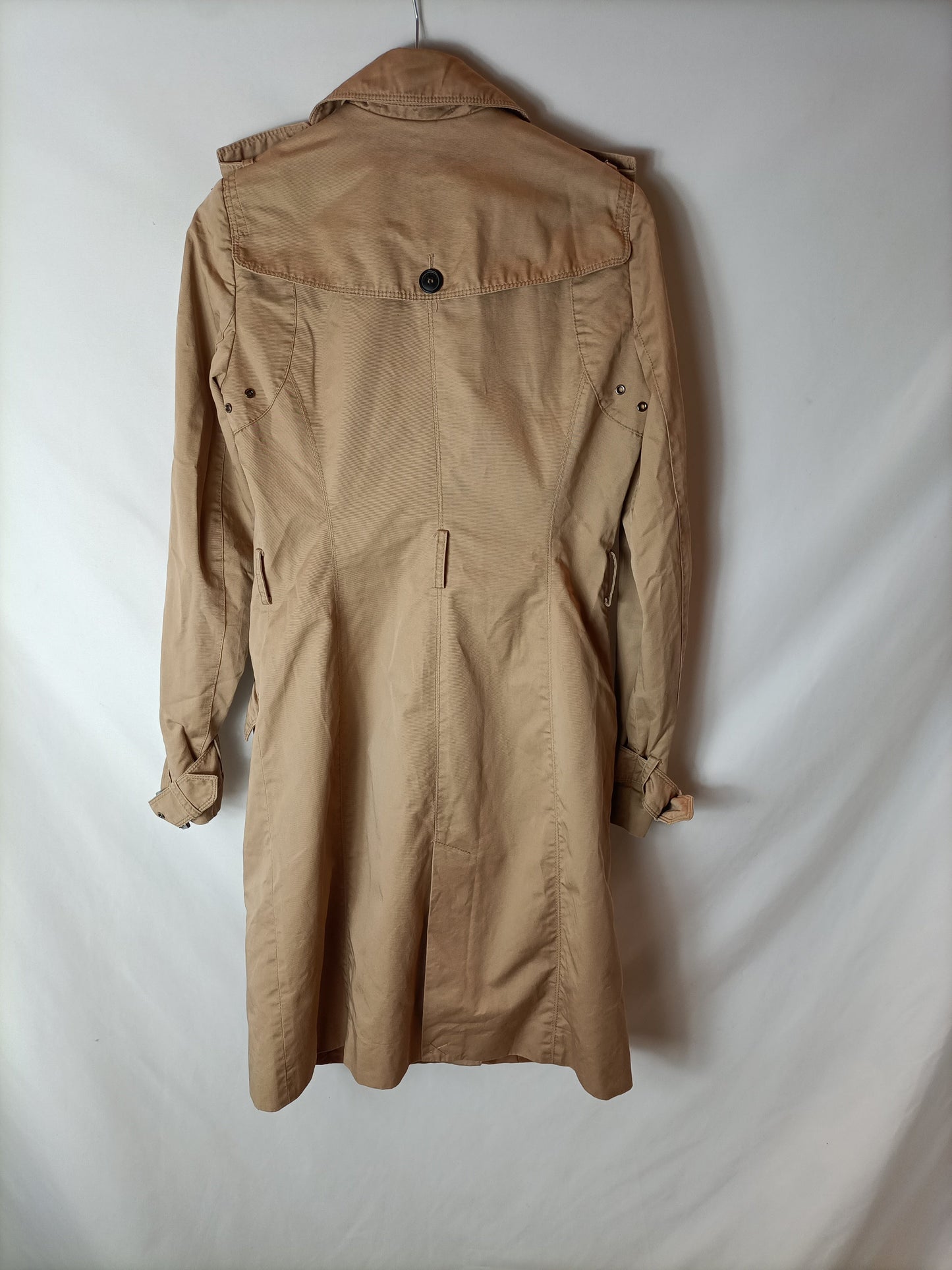 ZARA. Gabardina camel cruzada T.xs (tara)