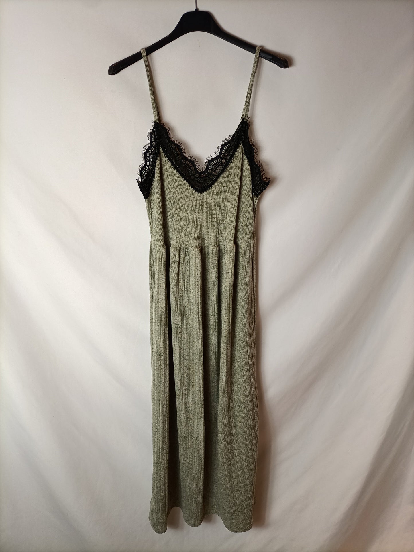 MANGO. Vestido midi verde T.s