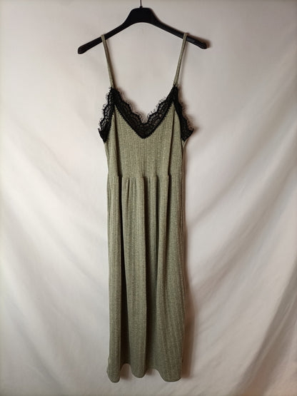 MANGO. Vestido midi verde T.s