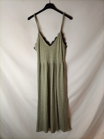 MANGO. Vestido midi verde T.s