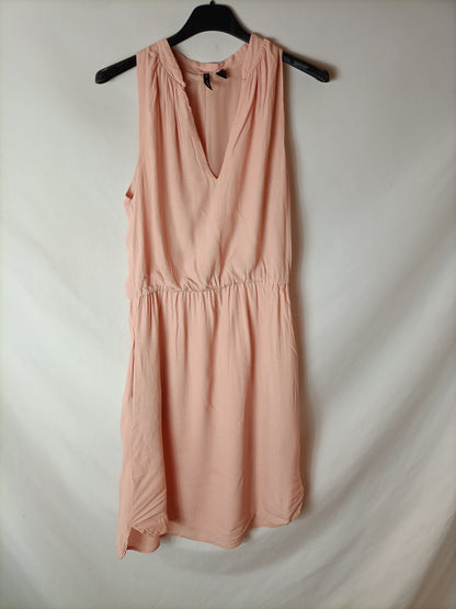 MANGO. Vestido rosa fluido T.s