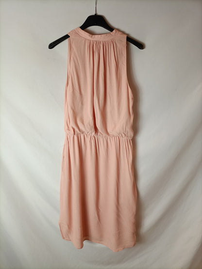 MANGO. Vestido rosa fluido T.s