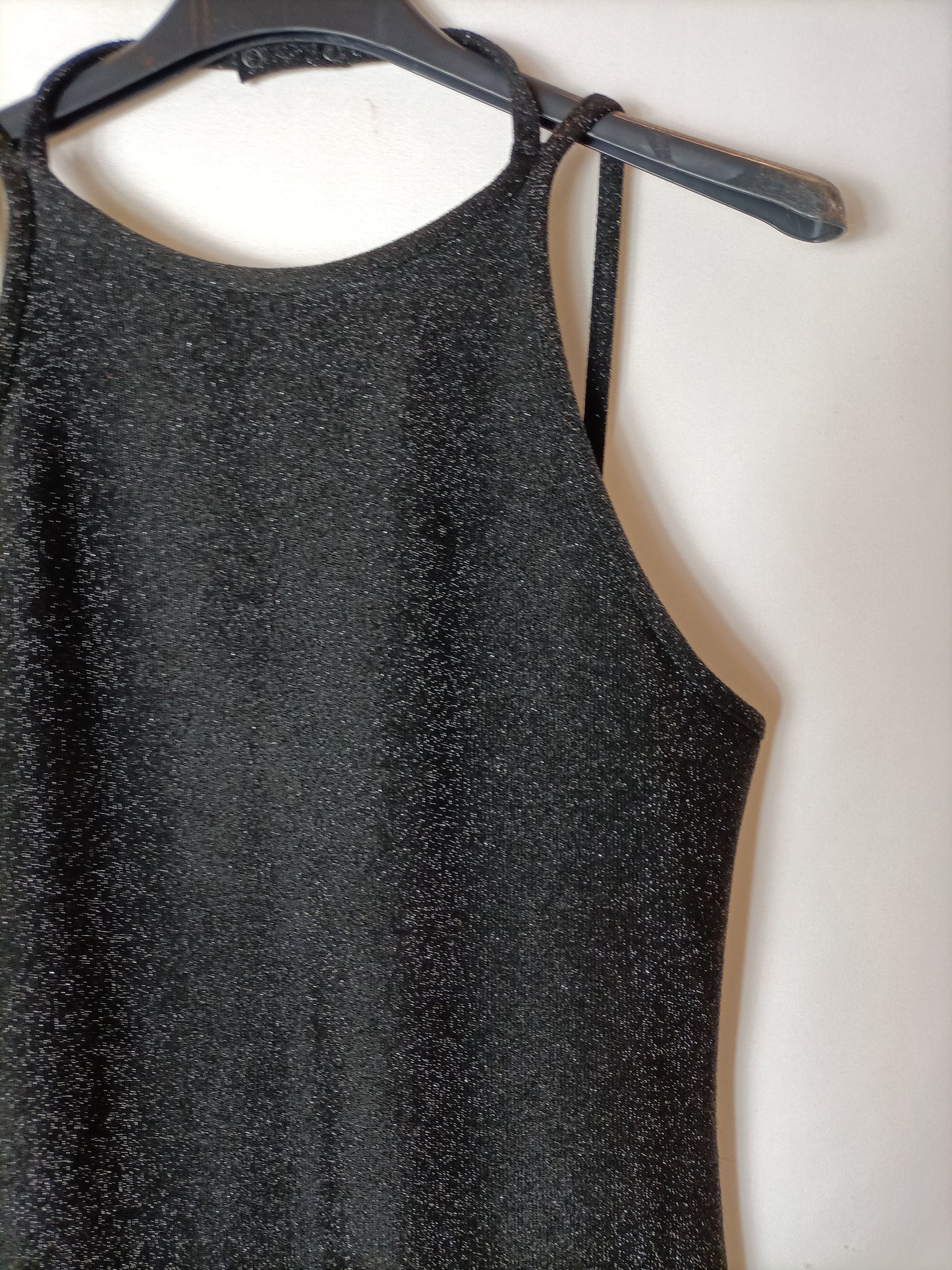 ZARA. Vestido negro purpurina T.s