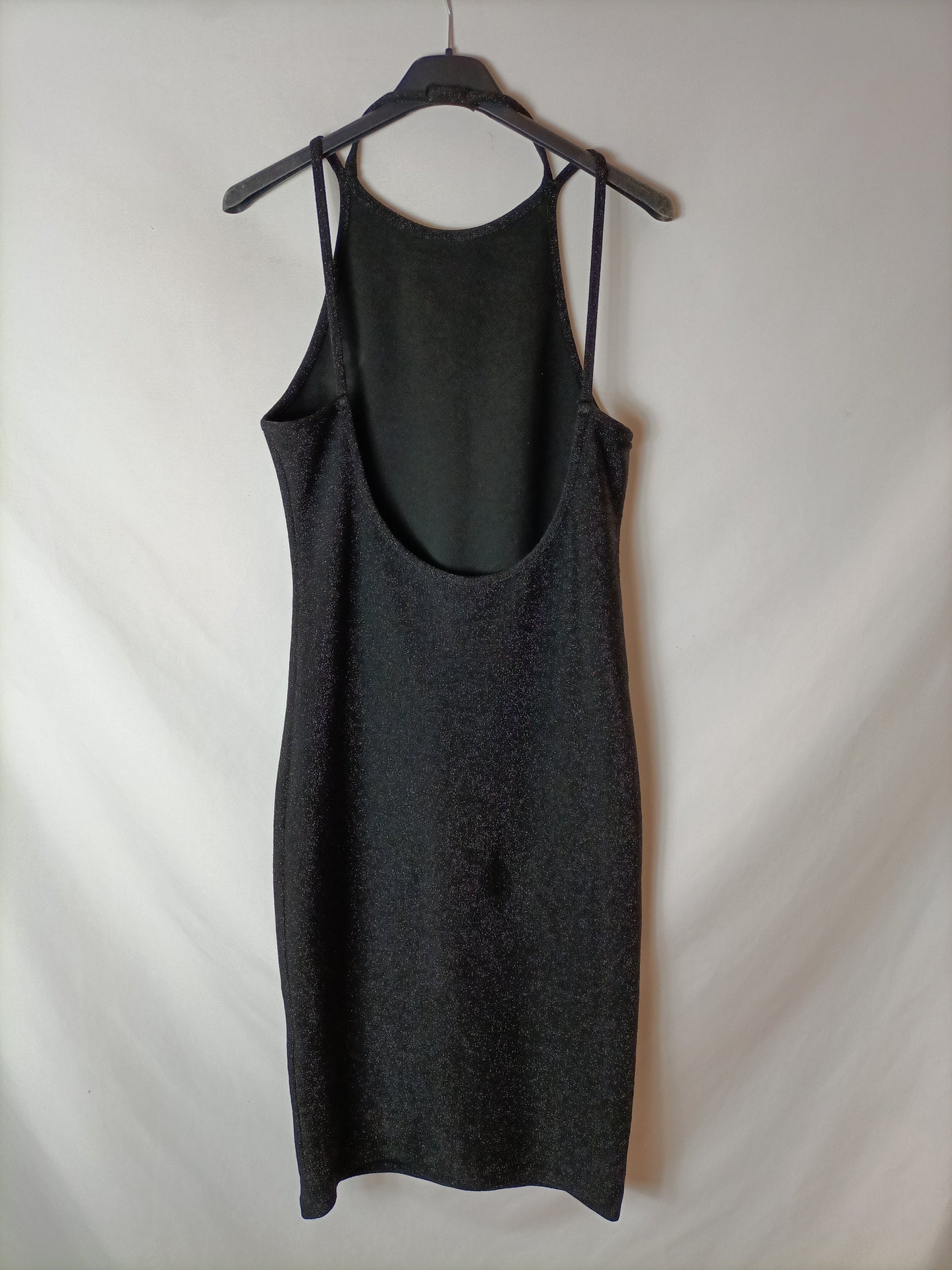 ZARA. Vestido negro purpurina T.s