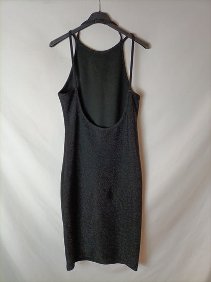 ZARA. Vestido negro purpurina T.s