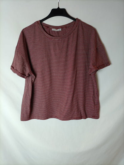 ZARA. Burgundy striped T-shirt. TS 